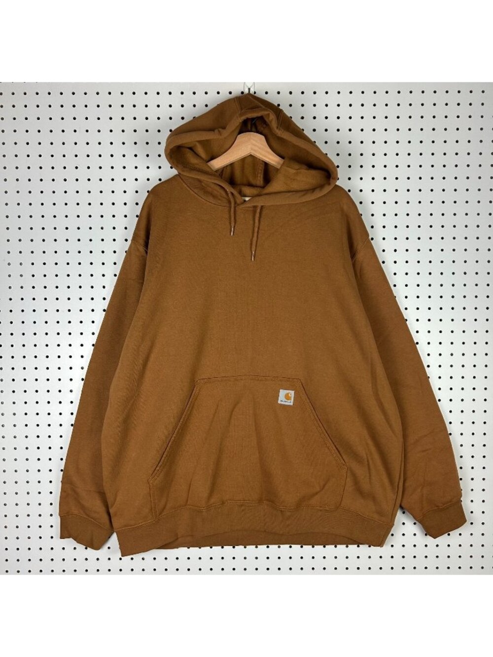 Carhartt K288 Sleeve Logo Hoodie Men's XXL Brown Work Wear‎ BRN Sweatshirt Tan